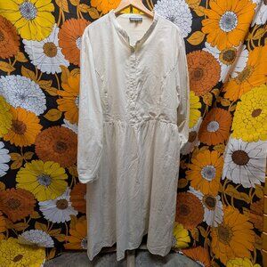 Lively Ghosts Live Deliciously Natural White Linen Dress 4X The Witch Puritan